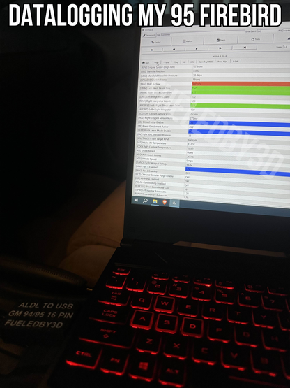 LT1 ALDL USB cable connected to laptop running EEHack